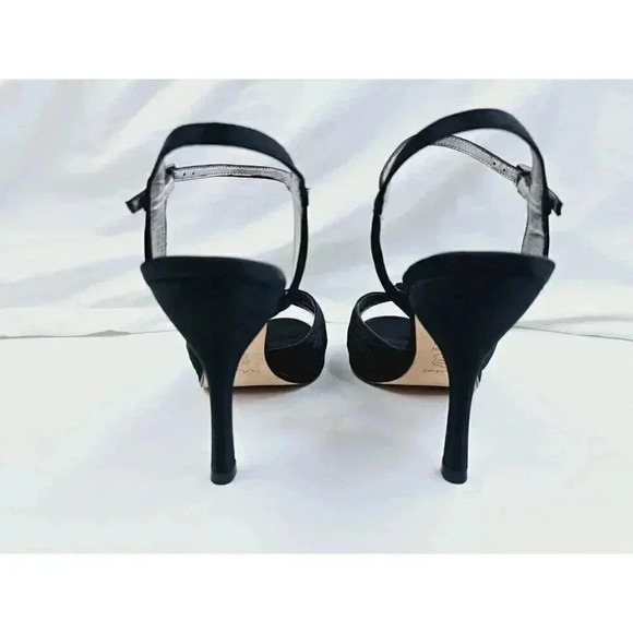 Nina Size 8.5M Women's Black Luster "Cupcake" Open Toe Ankle Strap Pumps - Picture 15 of 15